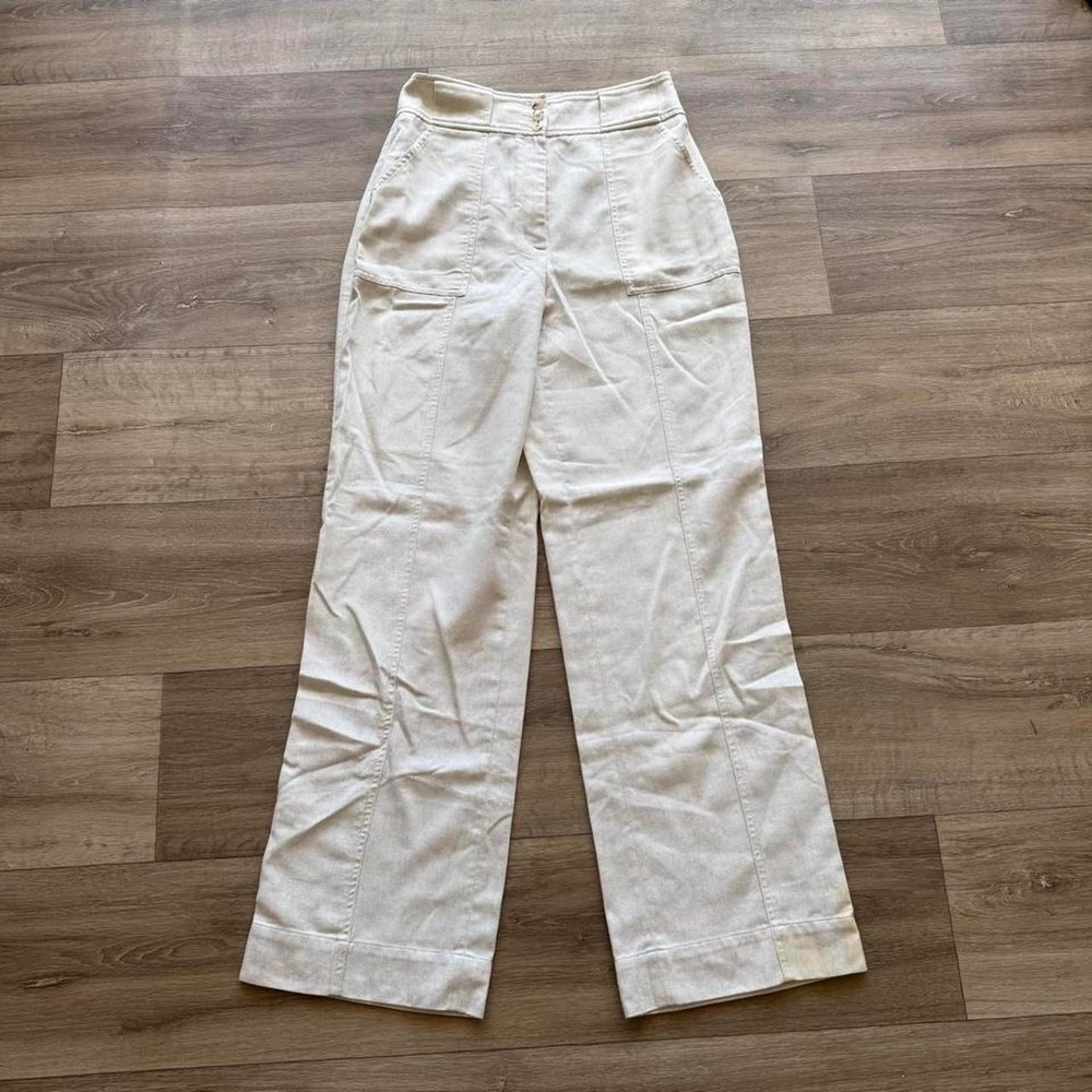 High-waisted cream pants